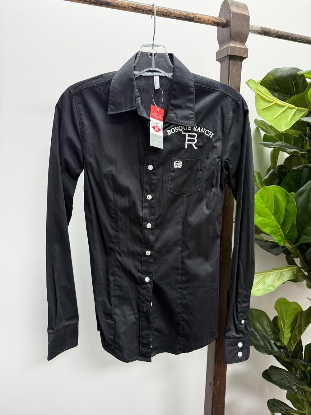 Cinch Black Men's Long-Sleeve Button-Down Shirt with White Embroidery